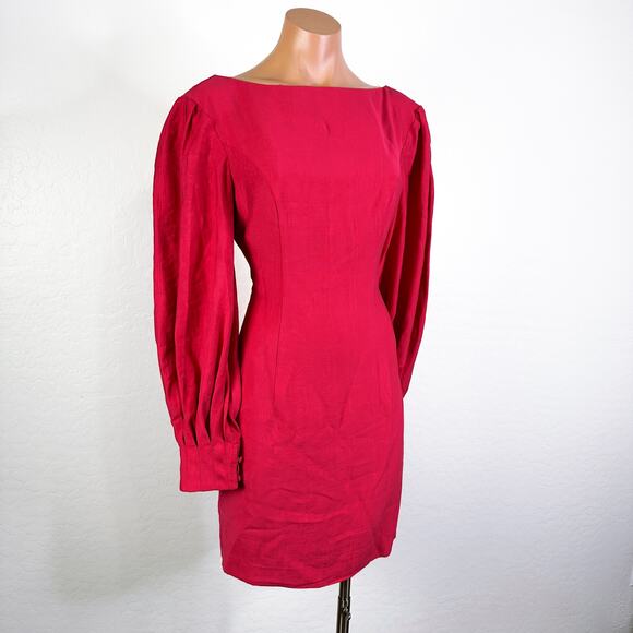 Trina Turk Hiya Bishop Long Sleeve Mini Shift Dress Dragon Fruit Pink Sz 4 NWT - Picture 2 of 12